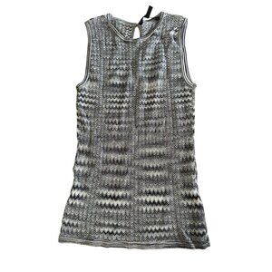 WHITE HOUSE BLACK MARKET WHBM Gray Patterned Crewneck Tank Top Size XS